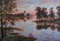 Закат. 2008 бумага на картоне, акварель, акрил, 60х40