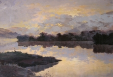 На закате. 1996, бумага,акварель, пастель, 30х42
