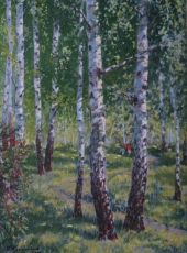 Березовый парк. 2009 бумага, акварель, 30х40